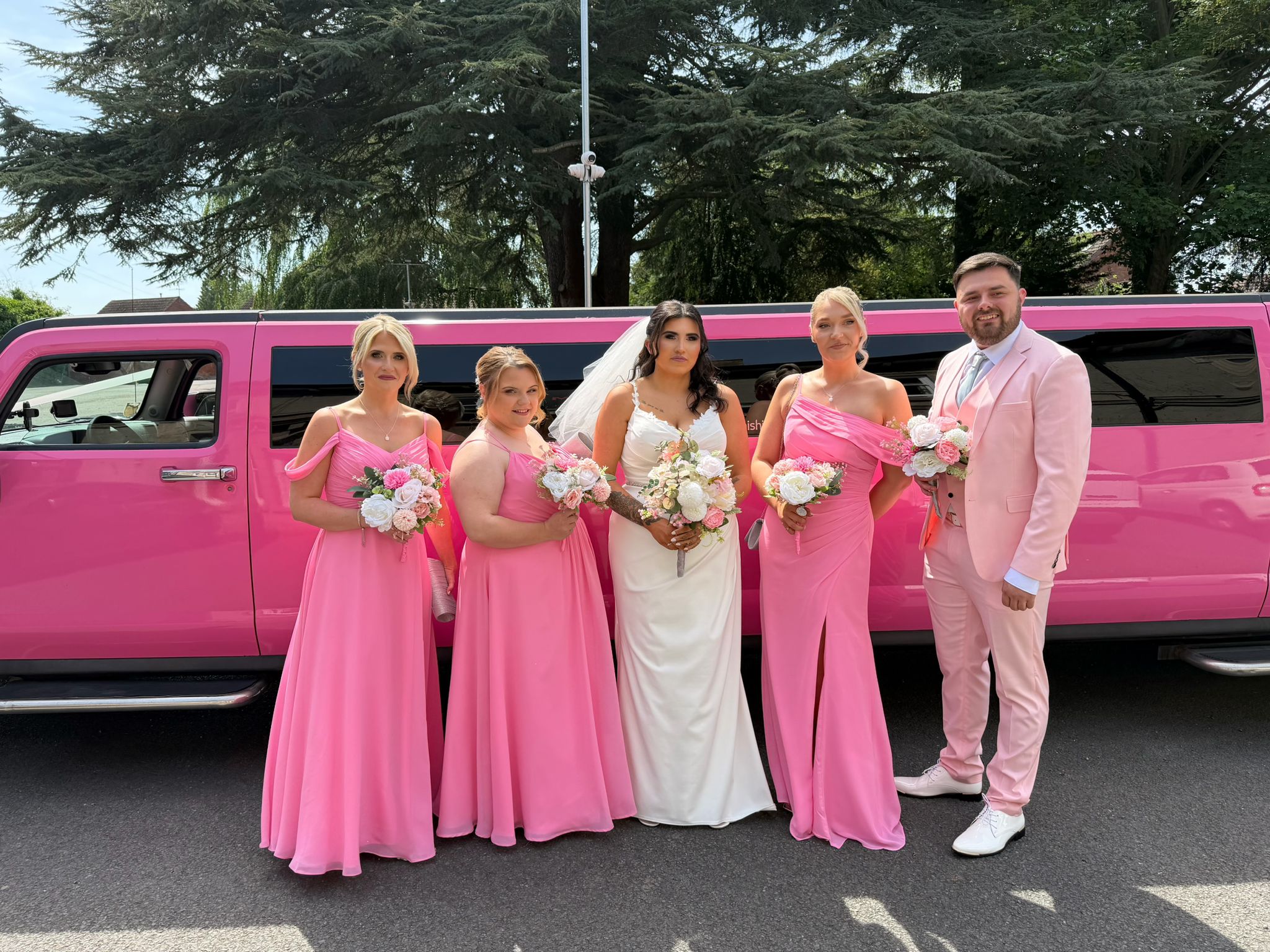 Bridal party together after hair and makeup
